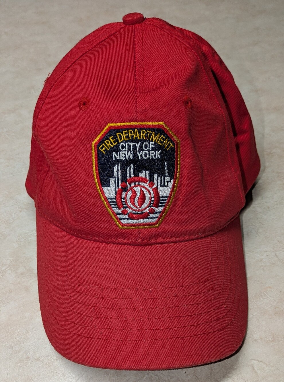 Red FDNY Fire Department Patch Baseball Cap.  Good Condition.